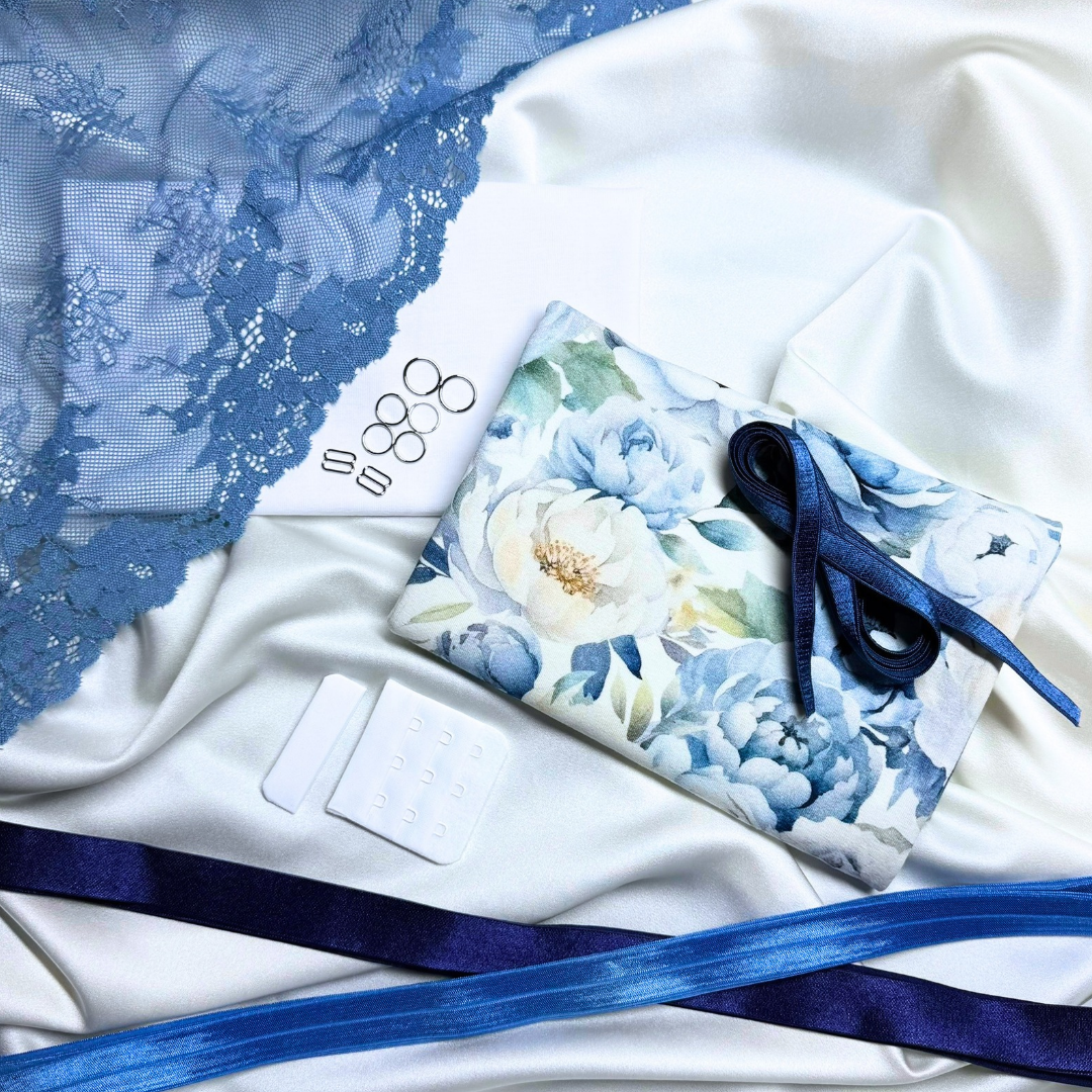 Matching Set – DIY Kit (Blue Peonies / Denim Blue Lace)