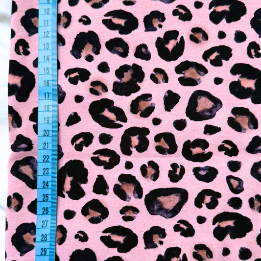 Pink Leopard – Cotton Jersey Fabric (0.75m cut)
