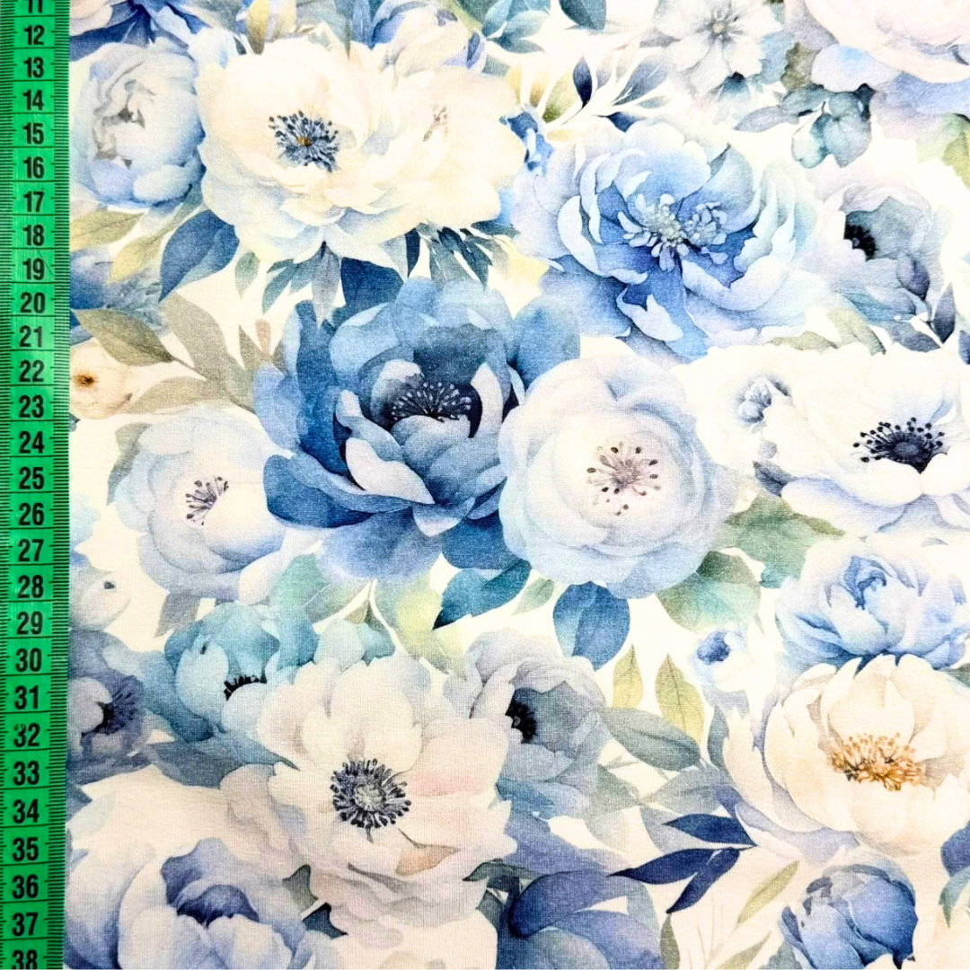 Blue Peony – Cotton Jersey Fabric (0.5m cut)