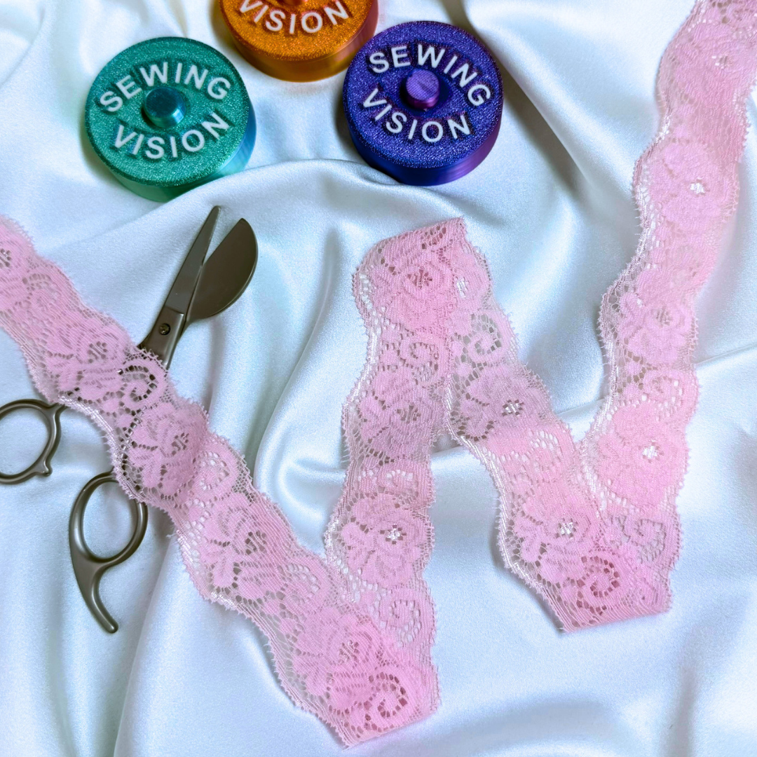 Stretch Lace Trim – Baby Pink | 3.5cm