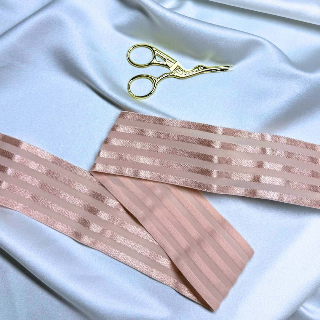 Satin Elastic Band – Blush (Striped) | 50mm