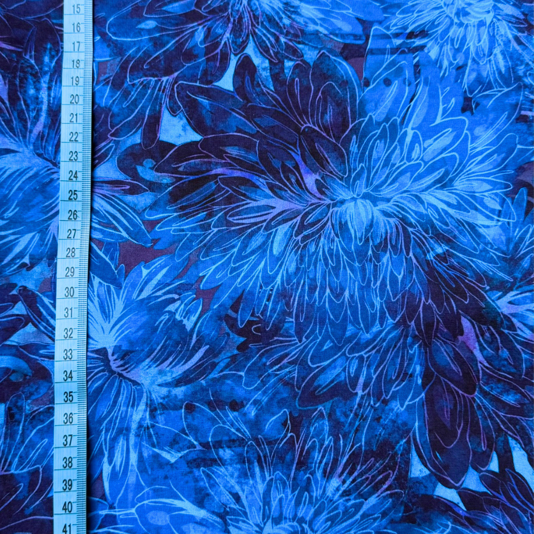 Midnight Dahlia – Cotton Jersey Fabric (0.55m cut)