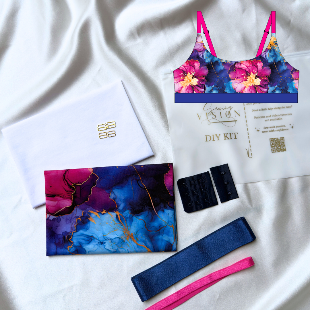 Carmen Bralette – DIY Kit (Golden Veins | Pink Straps)