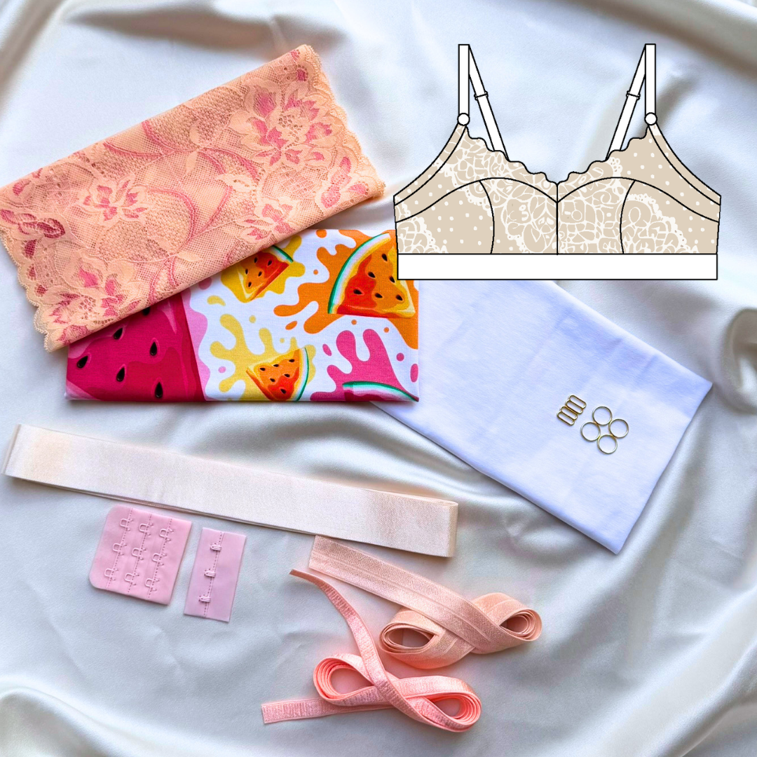 Elisa Bralette – DIY Kit (Watermelon Splash / Peach Lace)