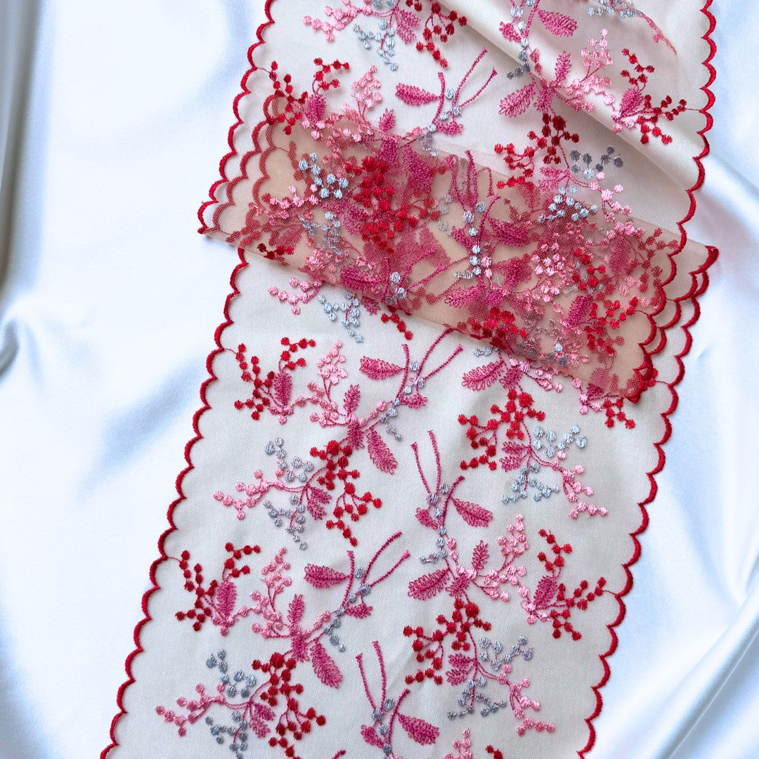 Winter Berry Embroidered Lace (Non-stretch)