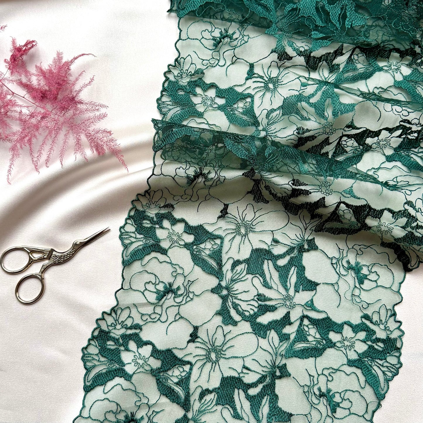 Emerald Garden Embroidered Lace