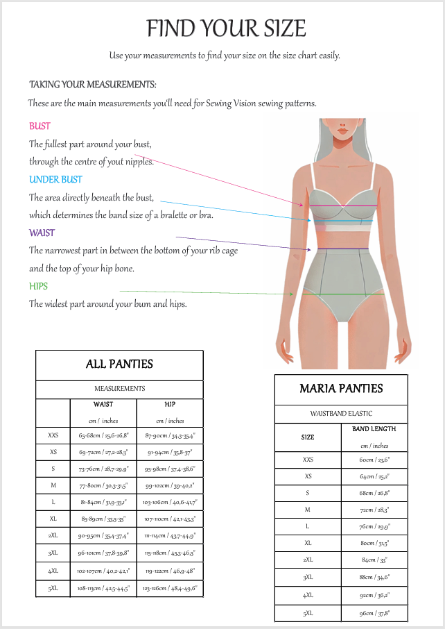 Maria Panties – Schnittmuster & Näh-Kit, Modell 6 (Golden Midnight)