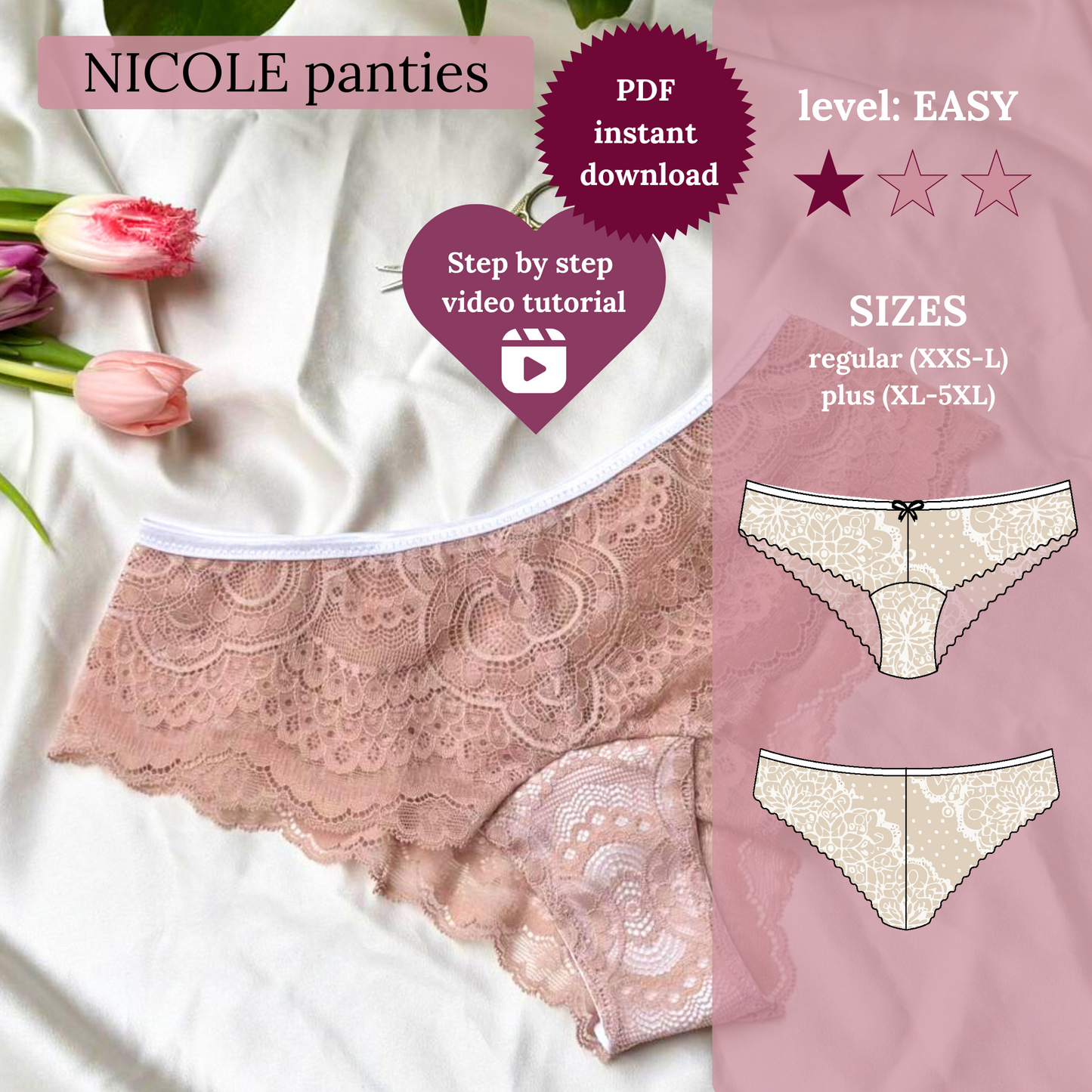 Nicole Panties – Lace Brazilian Cut 🖤 + Full Video Tutorial (21 min)