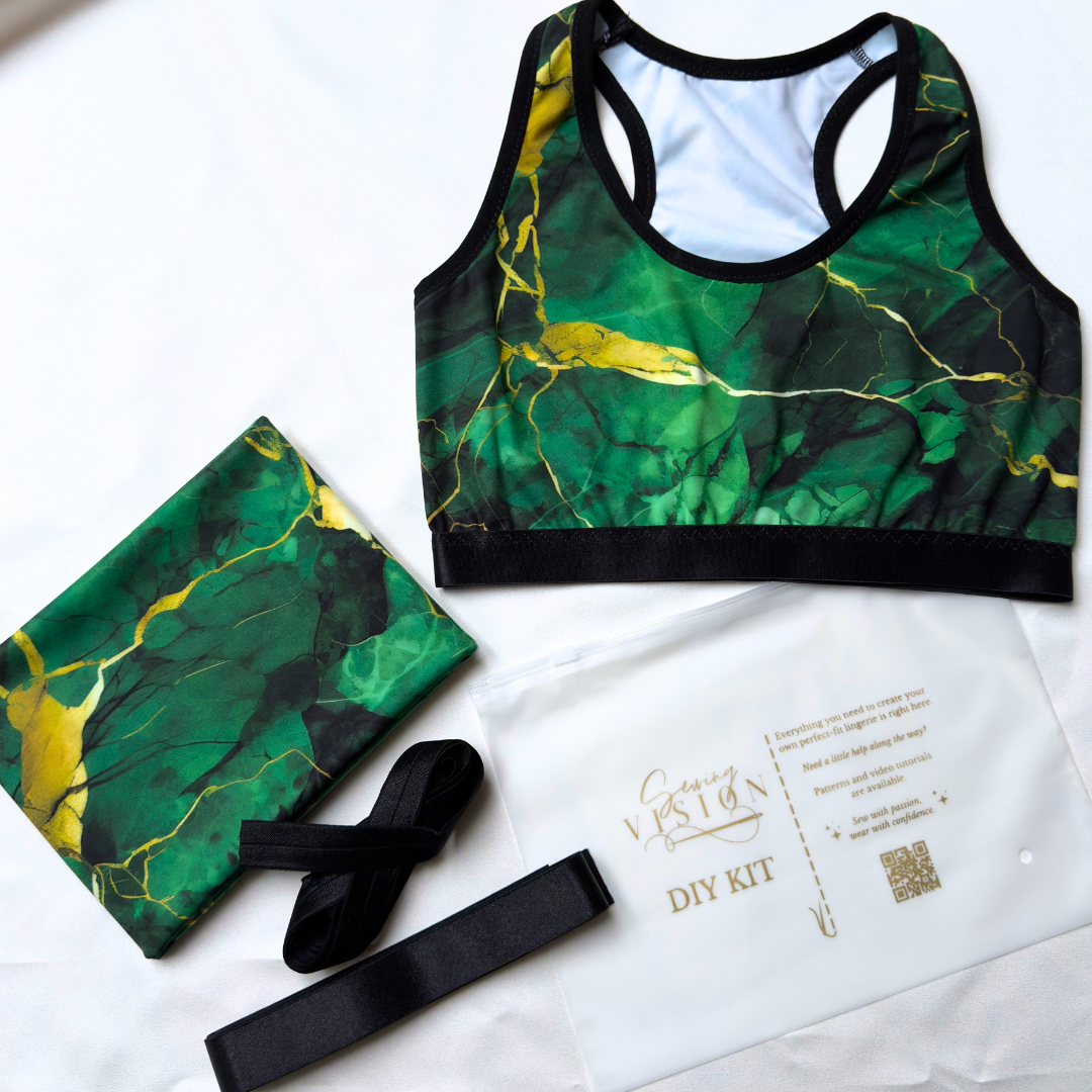 Raya Sporty Bra – Style 1 DIY-Kit (Smaragd-Marmor)