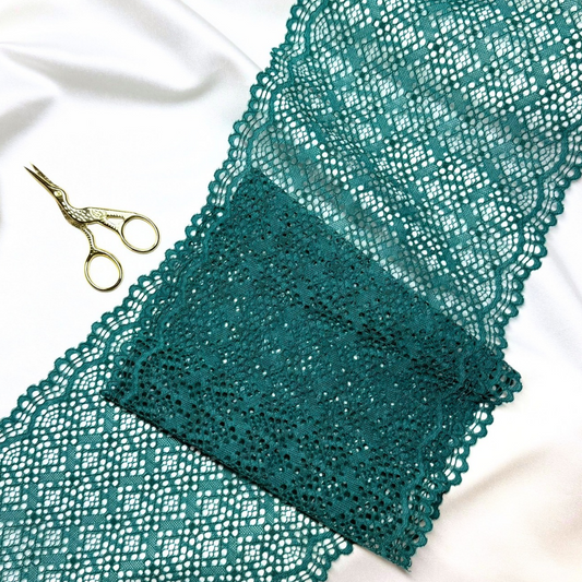 Teal Lattice Lace (Stretch) – 1 m piece