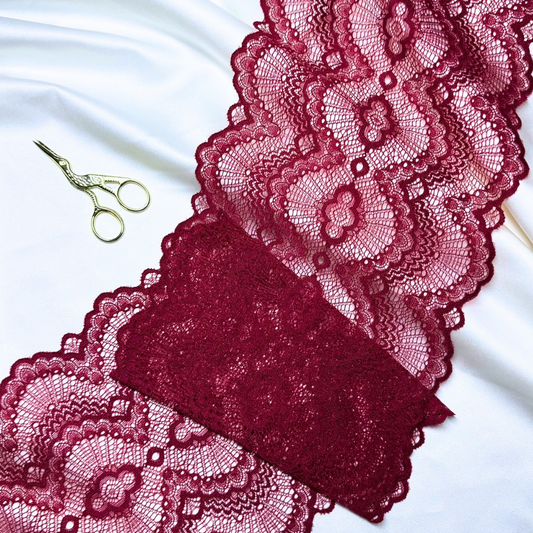 Burgundy Fan Lace (Stretch)