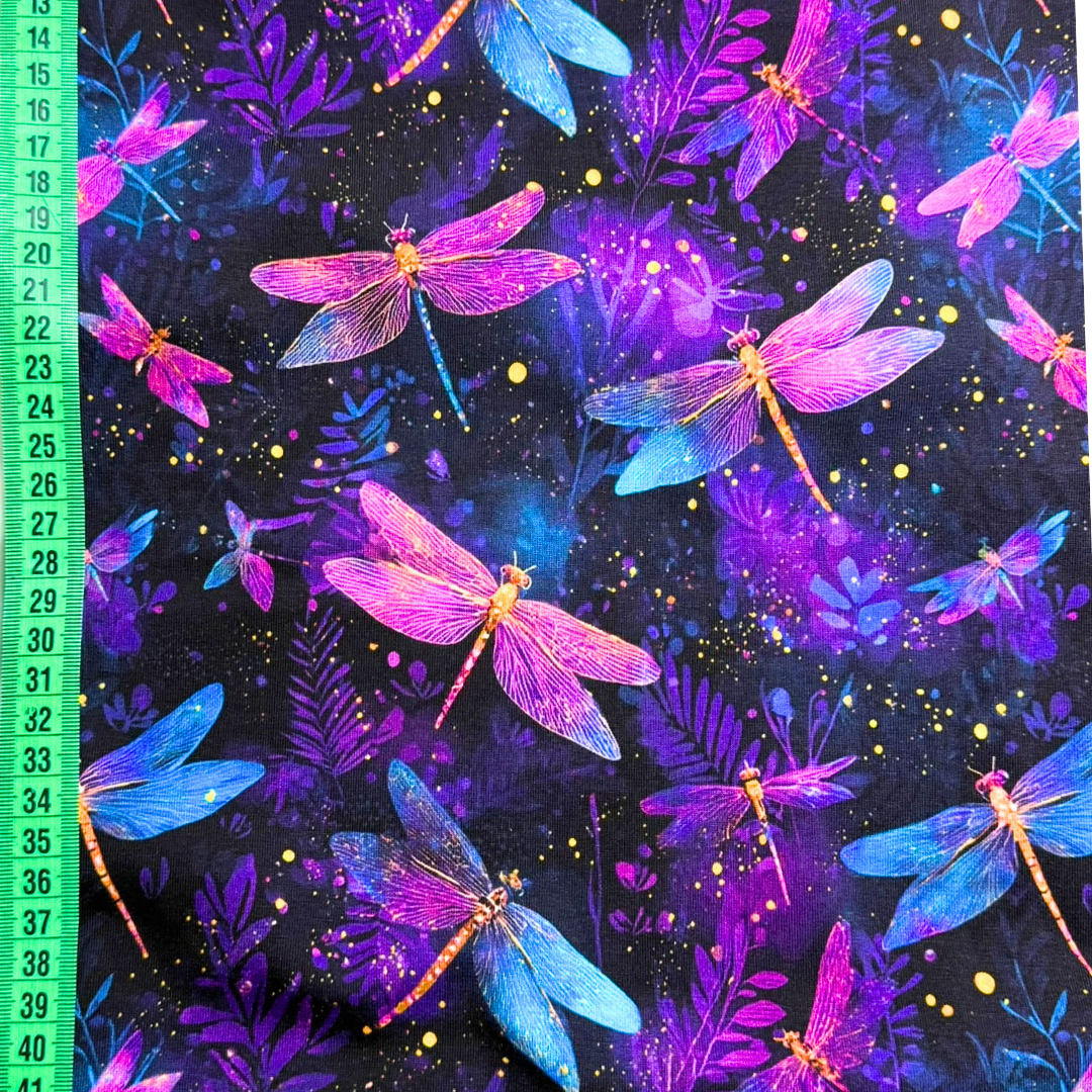 Midnight Dragonfly – Cotton Jersey Fabric (0.5m cut)