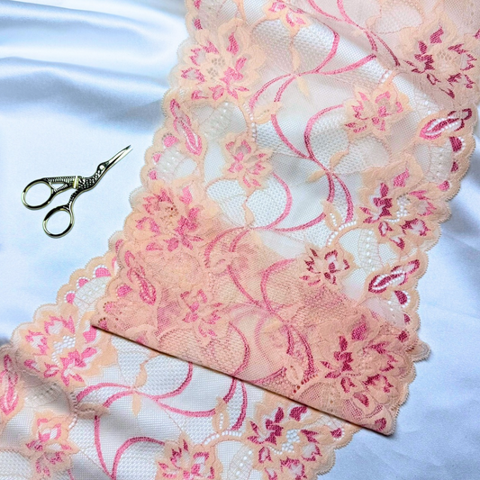 Peach Bloom Lace (Stretch)