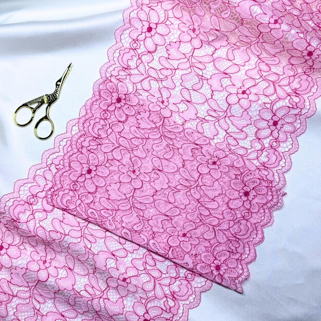 Candy Pink Blossom Lace (Stretch)