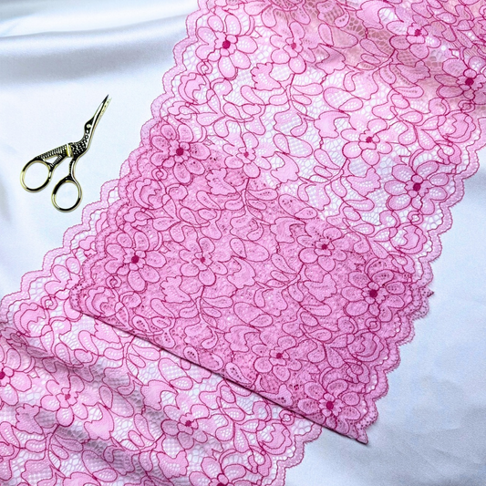 Candy Pink Blossom Lace (Stretch)