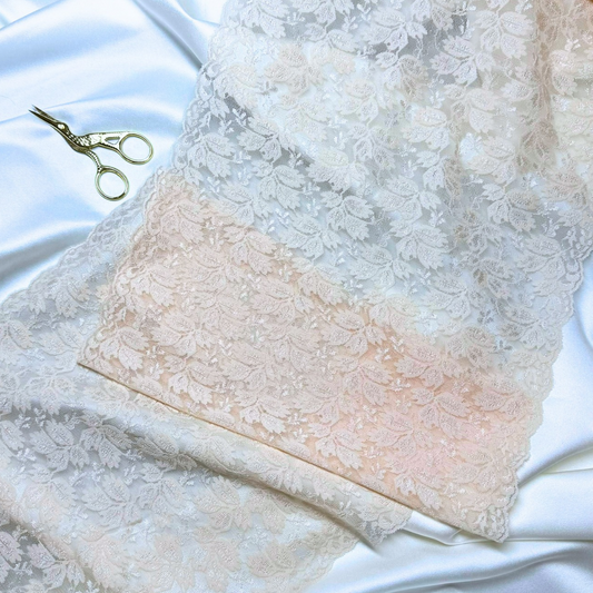 Cream Leaf Lace (Stretch)