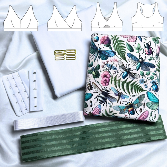 Grace / Olivia / Bella / Madison Bra – DIY Kit (Botanical Beetles / Olive Stripe)