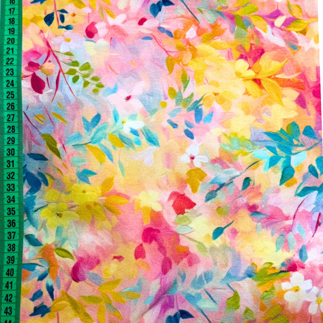 Golden Bloom – Cotton Jersey Fabric (0.6m cut)