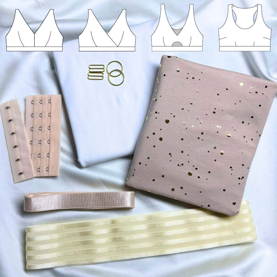 Grace / Olivia / Bella / Madison Bra – DIY Kit (Golden Confetti / Cream Stripe)