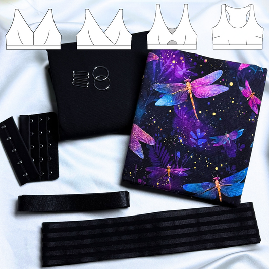 Grace / Olivia / Bella / Madison Bra – DIY Kit (Midnight Dragonfly / Black Stripe)