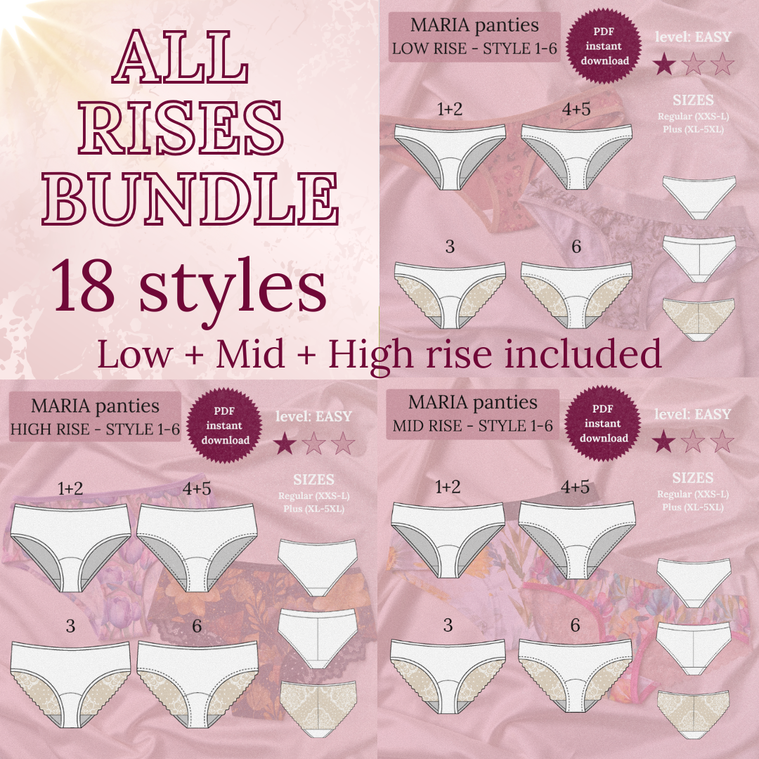 MARIA Panties – Bundl mit allen Leibhöhen (18 Styles) | PDF Schnittmuster