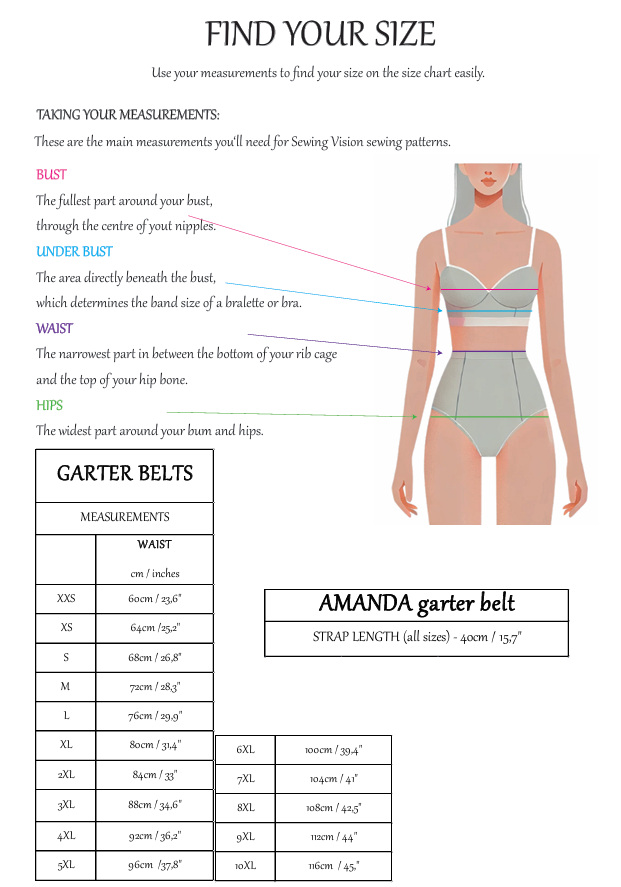 AMANDA Strapsgürtel - PDF Schnittmuster (XXS-10XL)