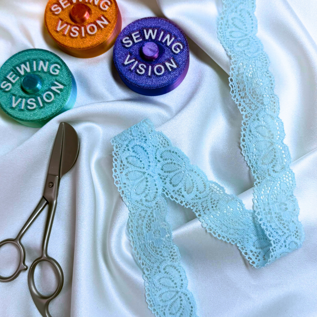 Stretch Lace Trim – Baby Blue | 30mm