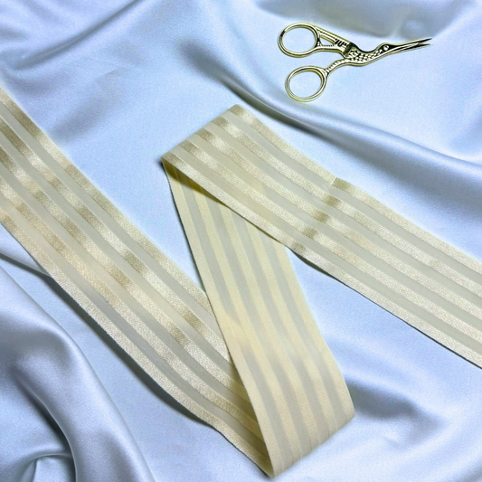 Satin Elastic Band – Cream (Striped) | 50mm