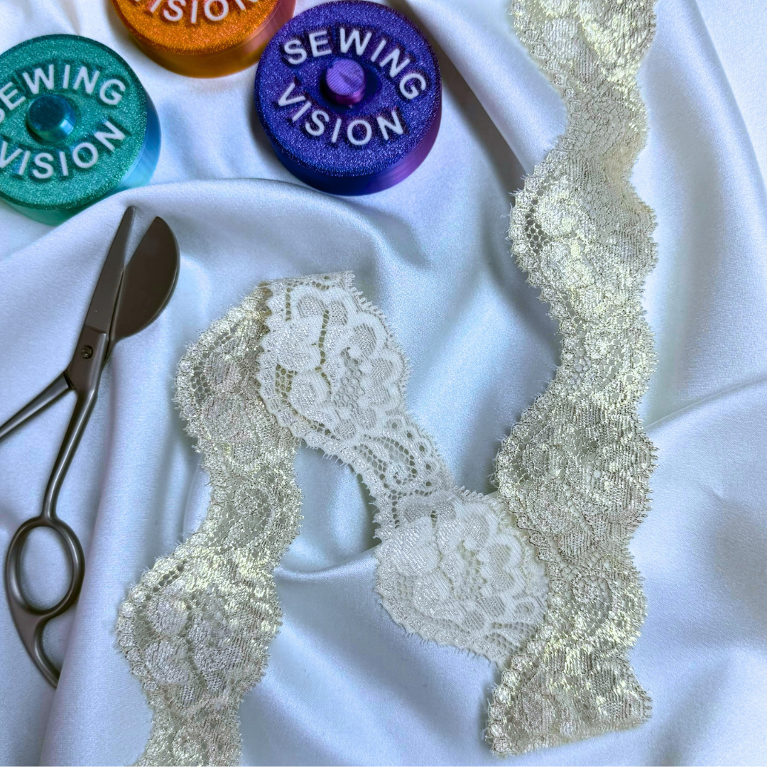 Stretch Lace Trim – Gold | 4cm