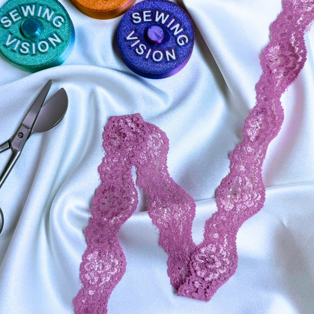 Stretch Lace Trim – Mauve | 3.3cm