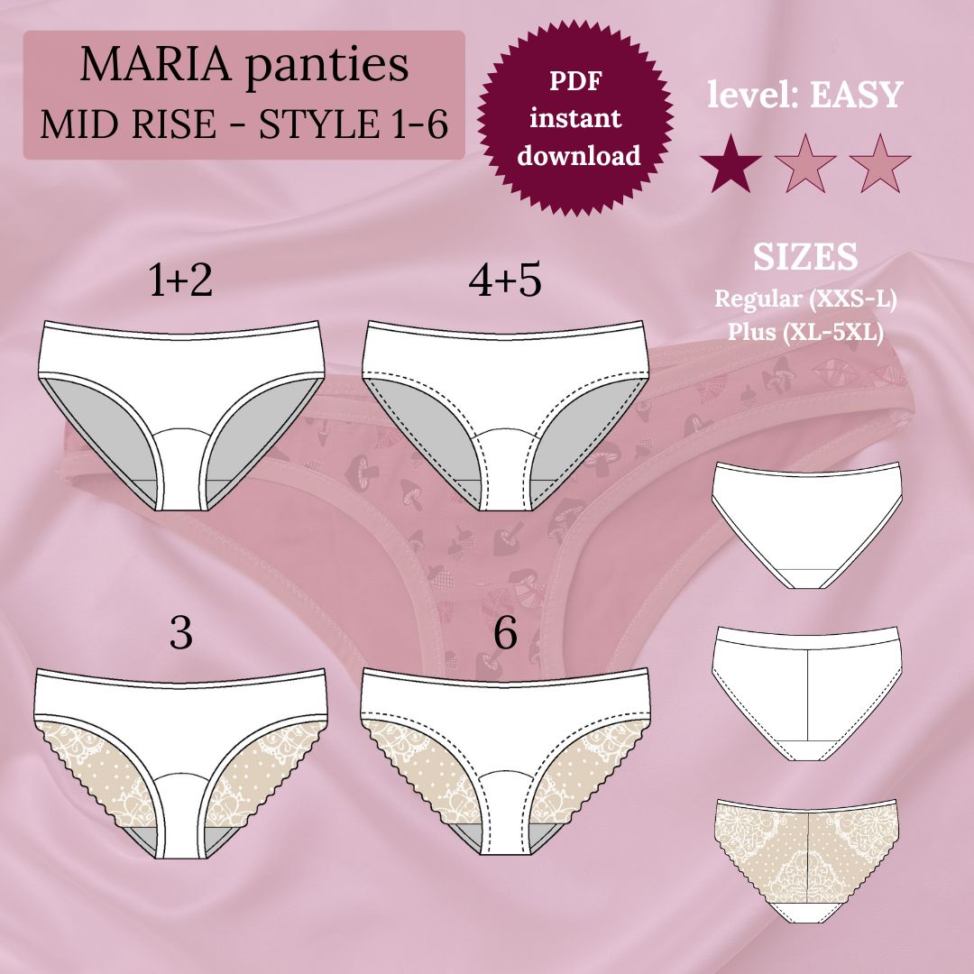 Maria Panties – Schnittmuster & Näh-Kit, Modell 6 (Golden Midnight)
