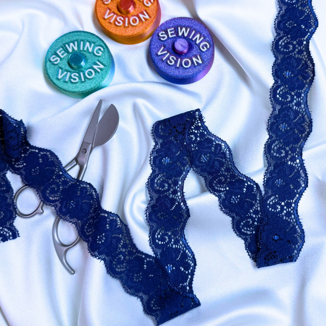 Stretch Lace Trim – Navy | 3.5cm