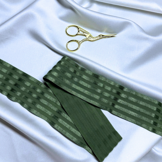 Satin Elastic Band – Olive (Striped) | 50mm