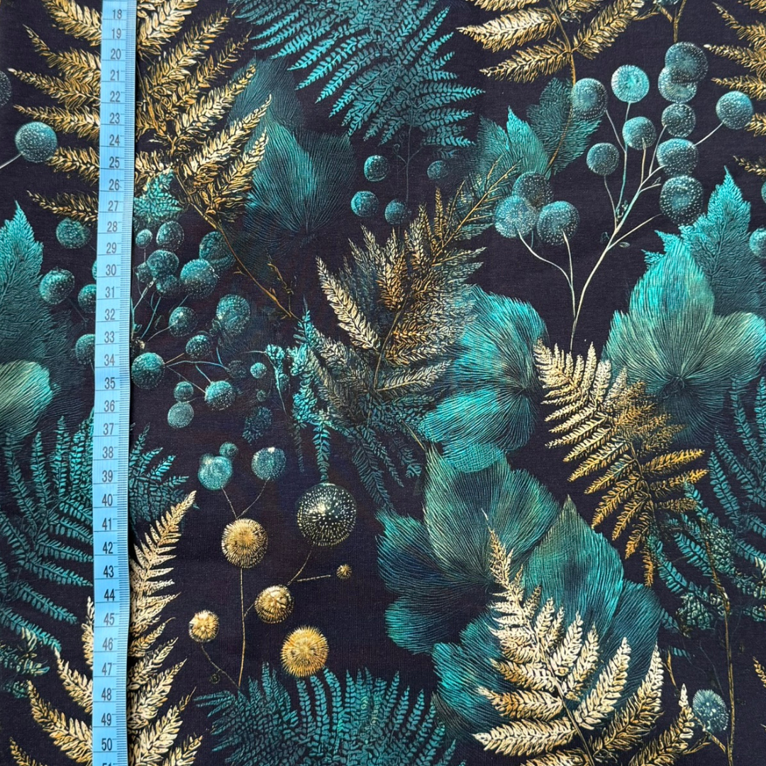 Midnight Fern – Cotton Jersey Fabric (0.55m cut)