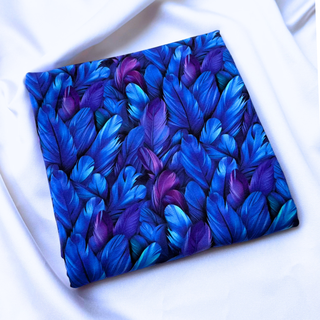 Peacock Feathers – Cotton Jersey Fabric (0.55m cut)
