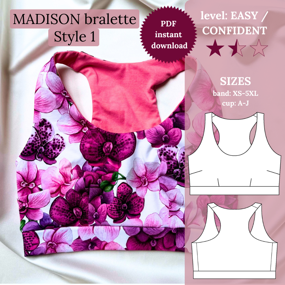 MADISON Bra — Full Bust Friendly PDF Sewing Pattern (XS–5XL, Cup A–J) | EN + DE