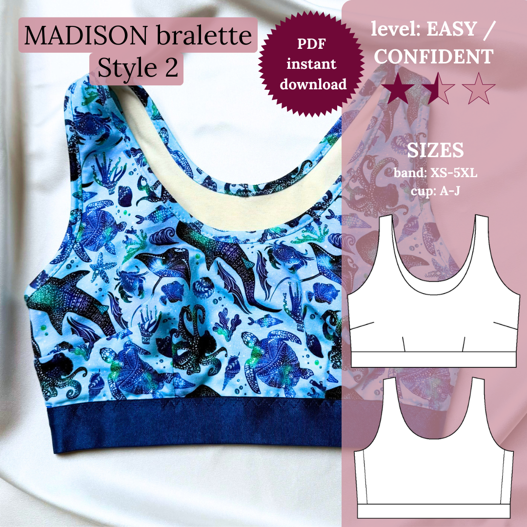 MADISON Bra — Full Bust Friendly PDF Sewing Pattern (XS–5XL, Cup A–J) | EN + DE