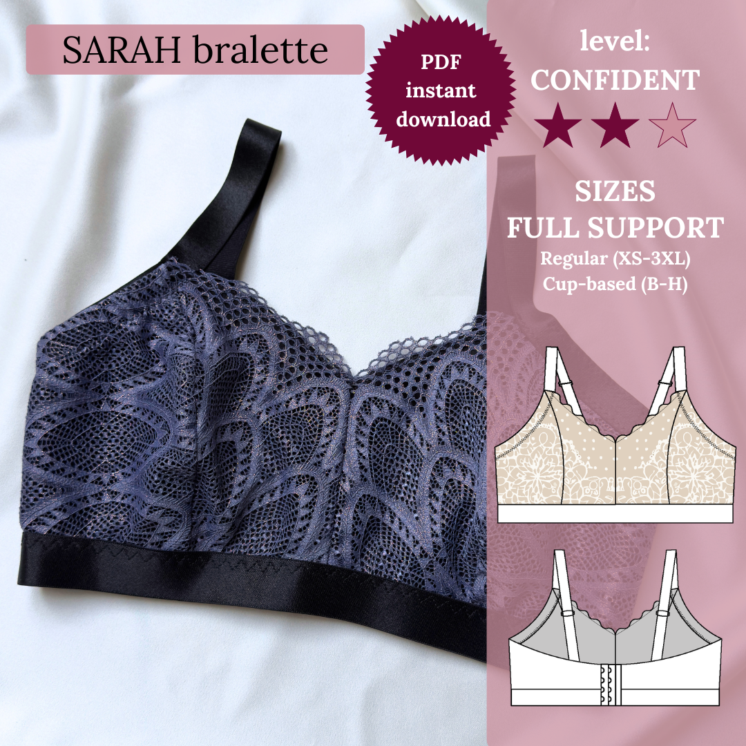 SARAH bra - PDF sewing pattern (XS-3XL, cup B-H) | EN + DE