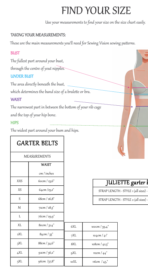 JULIETTE Strapsgürtel - PDF-Schnittmuster (XXS-10XL)