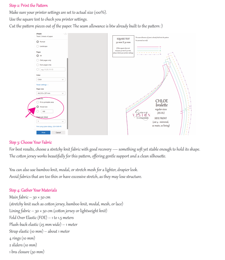 CHLOE Bralette - SPITZE hinzufügen - PDF Schnittmuster (XS-XL, Cup A-H)