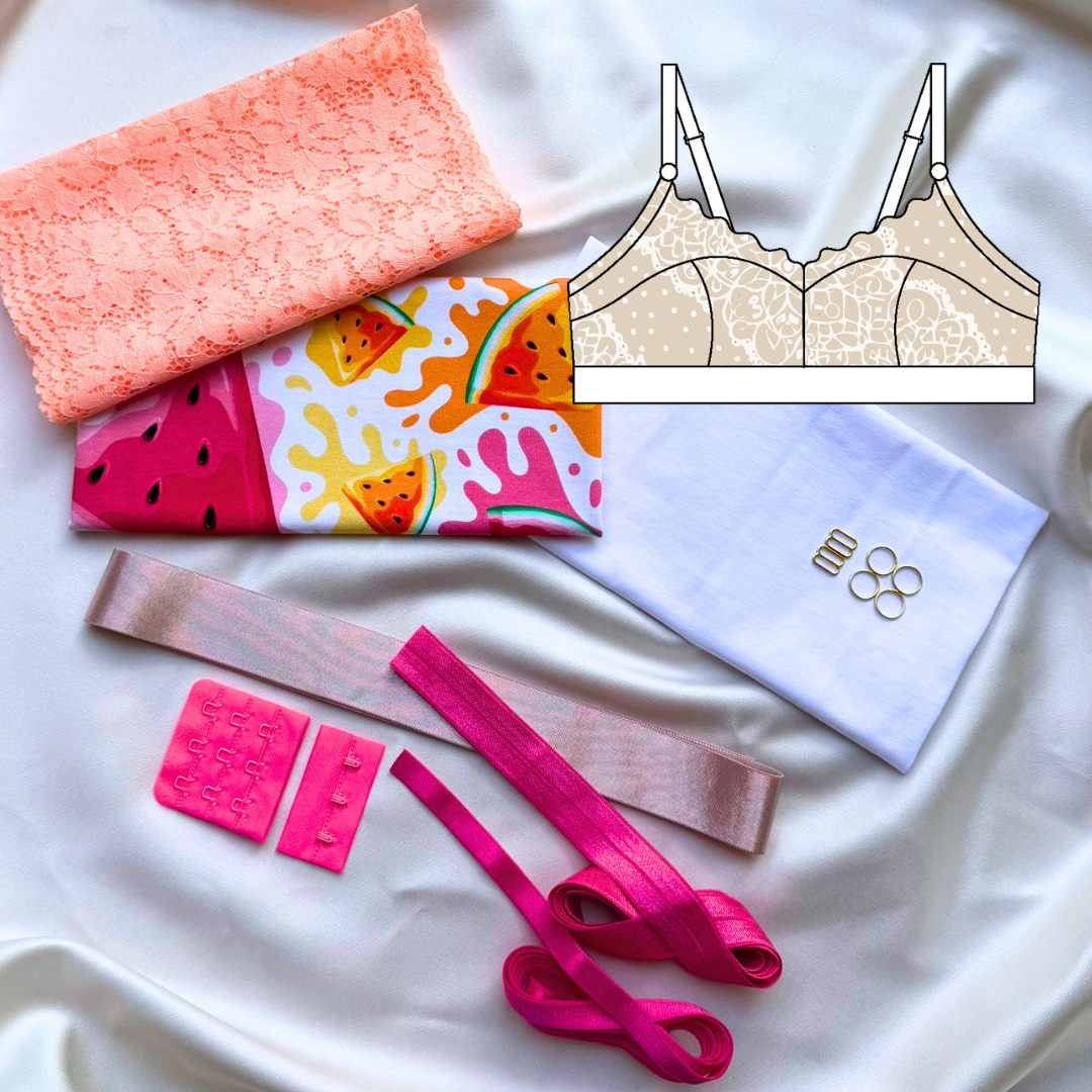 Elisa Bralette – DIY Kit (Watermelon Splash / Apricot Lace)
