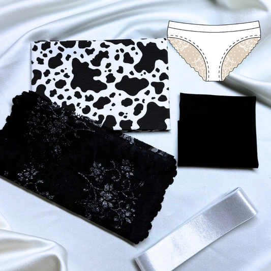 Stella / Mila / Maria Panties – DIY Kit (Cow Girl / Black Lace Back)