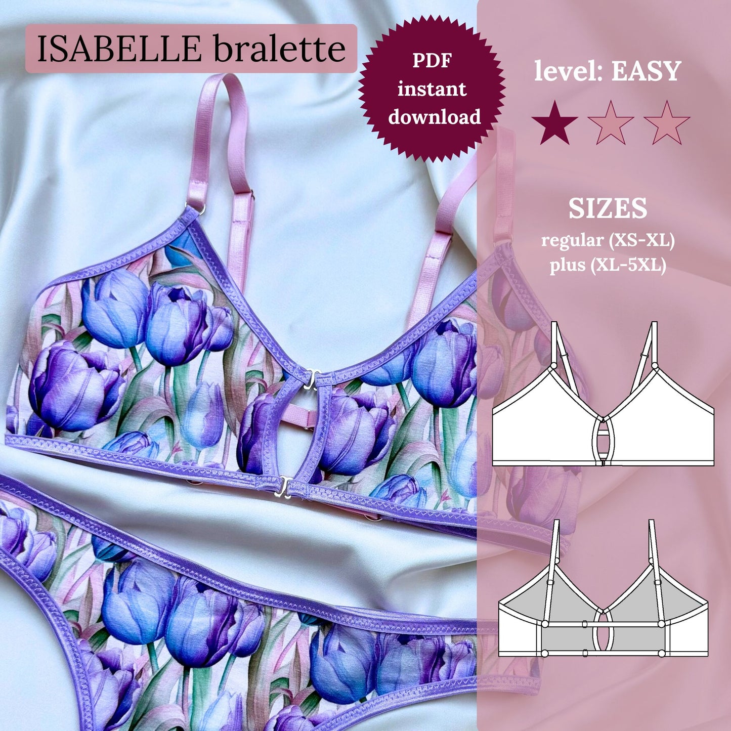 Bralette ISABELLE – Schnittmuster als PDF (XS–5XL)