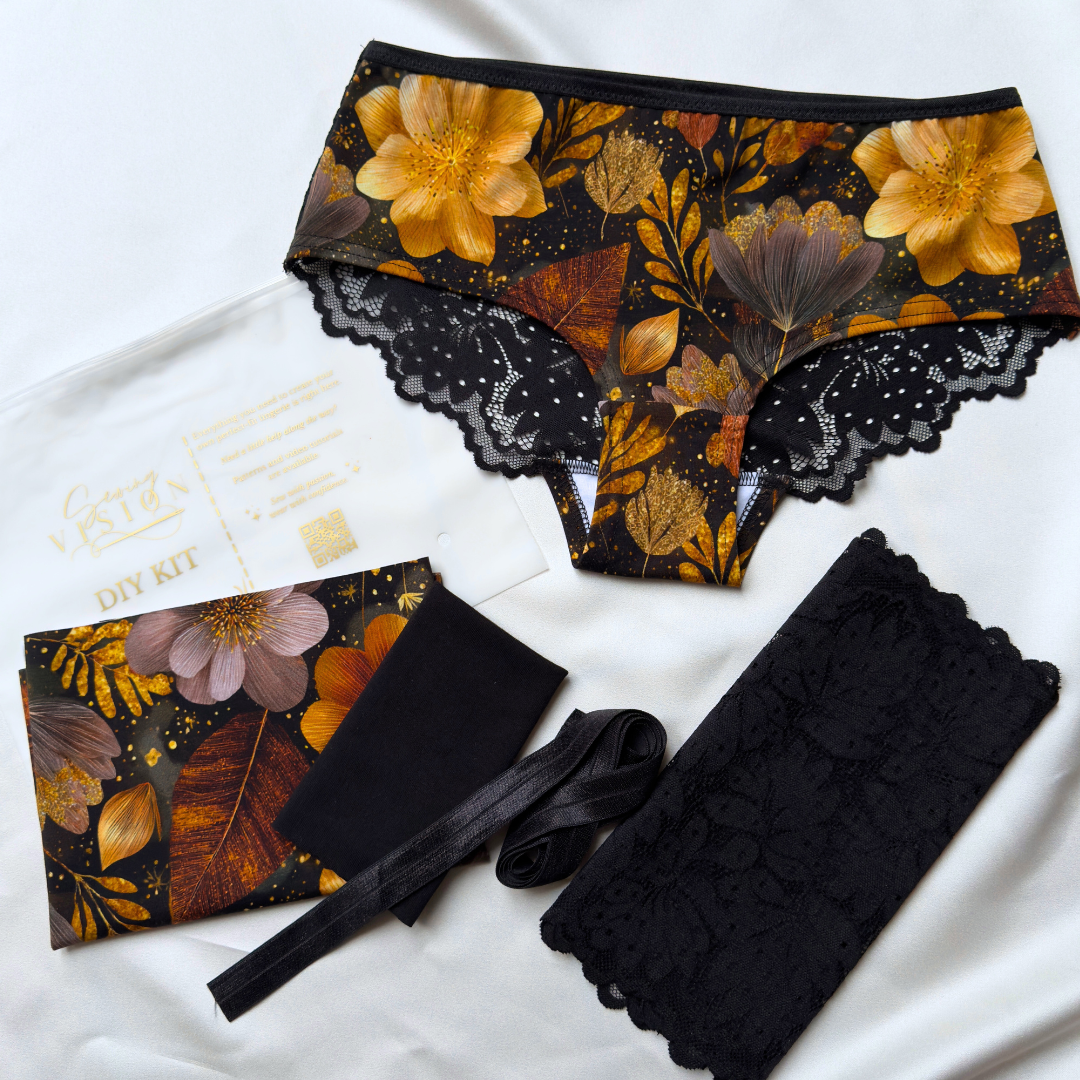 Maria Panties – Schnittmuster & Näh-Kit, Modell 6 (Golden Midnight)